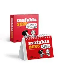 MAFALDA 2025, CALENDARIO ESCRITORIO ROJO CON CAJA MAFALDA 2025, CALENDARIO ESCRITORIO ROJO CON CAJA